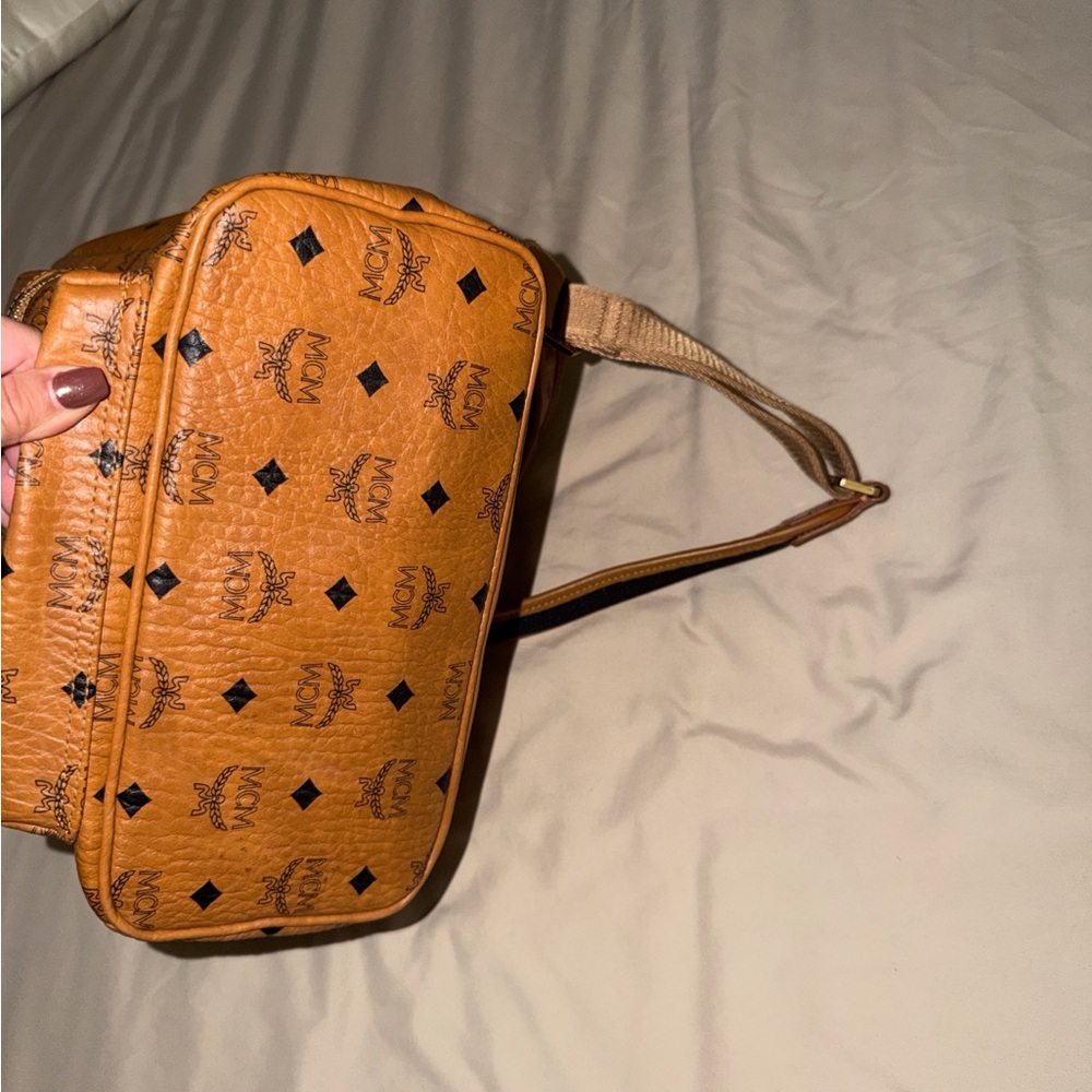 MCM Tan Backpack with Logo Pattern - image 2